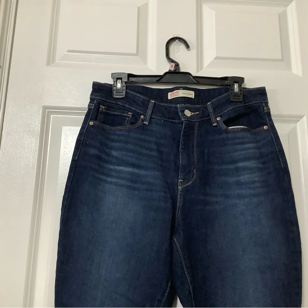 Signature by Levi Strauss Dark  Women's high rise Skinny Jeans size 14 Small. - Picture 2 of 13